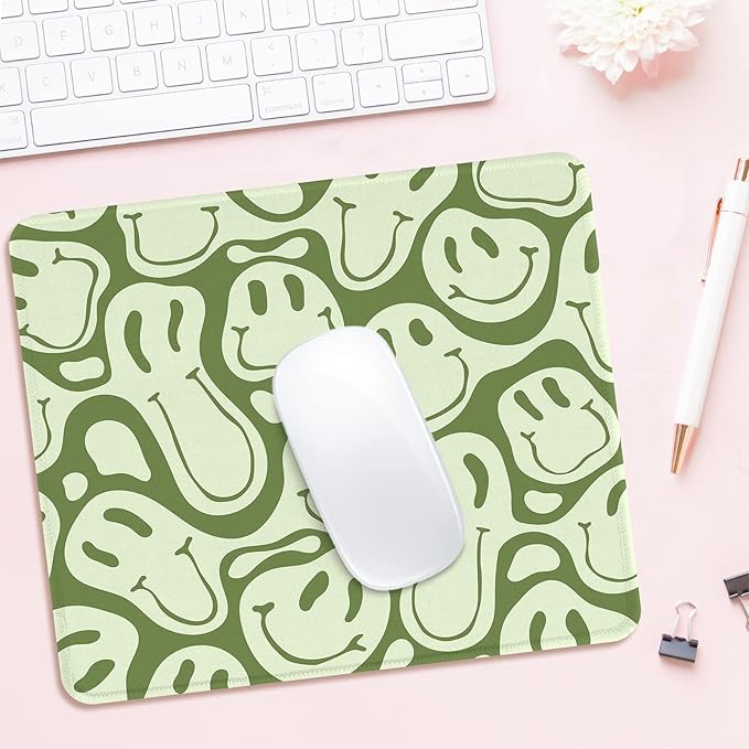 Seorsok Square Mouse Pad Cute Retro Smiley Hippie,Office Home Personalized Premium-Textured Mouse Mat Design,Waterproof Mousepad,Non-Slip Rubber Base Computer Mouse Pads for Wireless Mouse