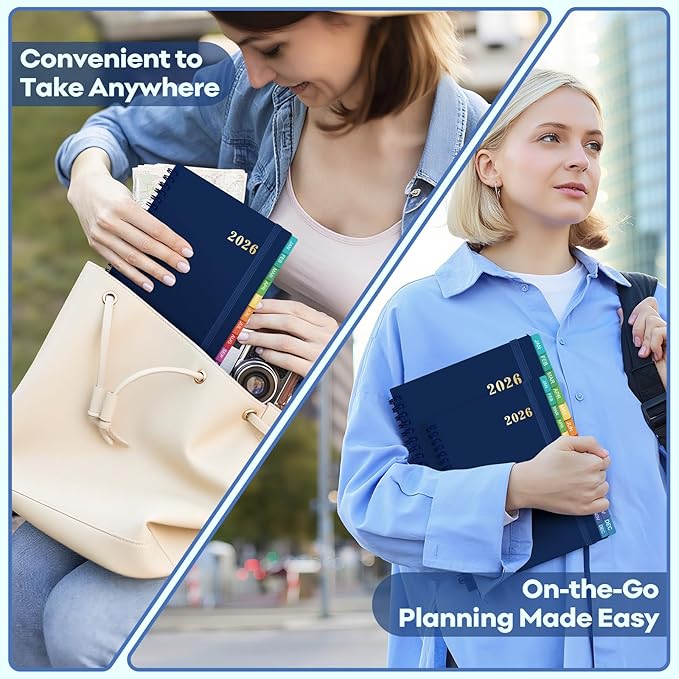 2026 Planner – 2026 Planner Weekly and Monthly: Jan. 2026 - Dec. 2026, 5.5" x 8.2", 2026 Calendar Planner with Monthly Tabs, Flexible Cover, Thick Paper, Inner Pocket for School Office Supplies(BLue)