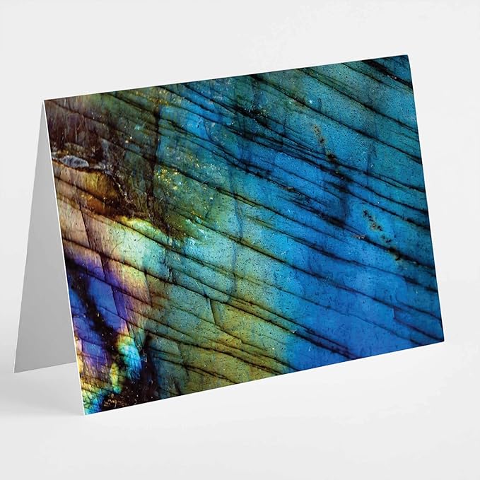 All Occasion Abstract Greeting Cards Boxed Set - 24 Blank Just Because or Thank You Cards w/White Envelopes - Marbled Agate Designs on High-Quality Card Stock by RitzyRose (Mixed Opal)