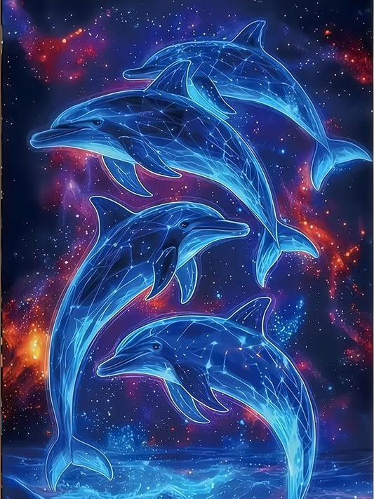 Dolphin 5D DIY Diamond Painting Kits for Adults, Diamond Art Kits for Beginners, Full Drill Dot Painting Gem Art Kits for Home Wall Decor11.8 x15.7 Inch