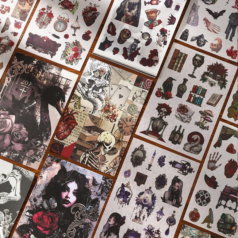 Halloween Gothic Ephemera Book, 50 Sheets Washi Stickers & Paper - Image 3