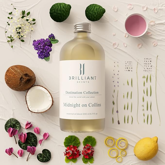 Brilliant Scents Midnight on Collins Fragrance Oil 200ml Inspired by The Fontainebleau - Luxury Home & Business - Long Lasting, Plant-Based, Meets IFRA Standards, USA-Made - Clean Floral Scent