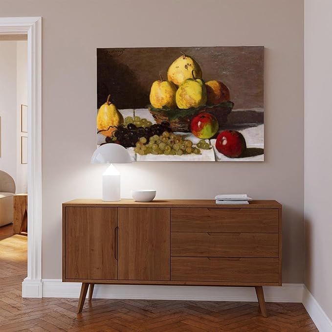 40+ Monet Famous Print Posters Still Life with Pears And Grapes by Claude Monet Impressionism Poster Print for Room Aesthetics Canvas Wall Art Print Frame 16×24inch(40×60cm)