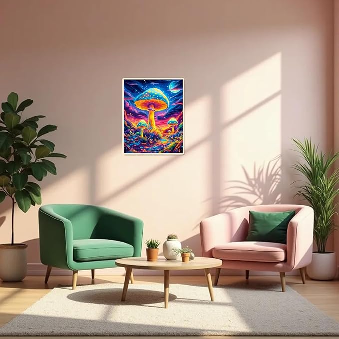 obterie Mushroom Paint by Numbers Kit for Adults Beginner Trippy Oil Painting Kit Adult Paint by Number Kits on Canvas DIY Painting for Beginners Art by Numbers for Gifts Home Wall Decor 16x20 Inch