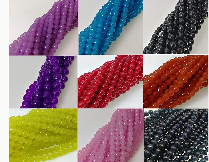 Pamir Tong 1000PCS 8mm Glass Round Beads Bulk， Imitative Jade Beads, Bracelet Loose Beads for Jewelry Making Earring, Necklaces, and DIY Crafts