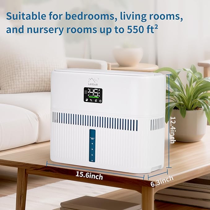 Smart Evaporative Humidifiers for Bedroom, Living Room, Nursery, Large Room up to 550 ft², 5L Tank, 48H Runtime, Mist-free Top Fill Humidifier for Baby, Plants, Easy to Clean