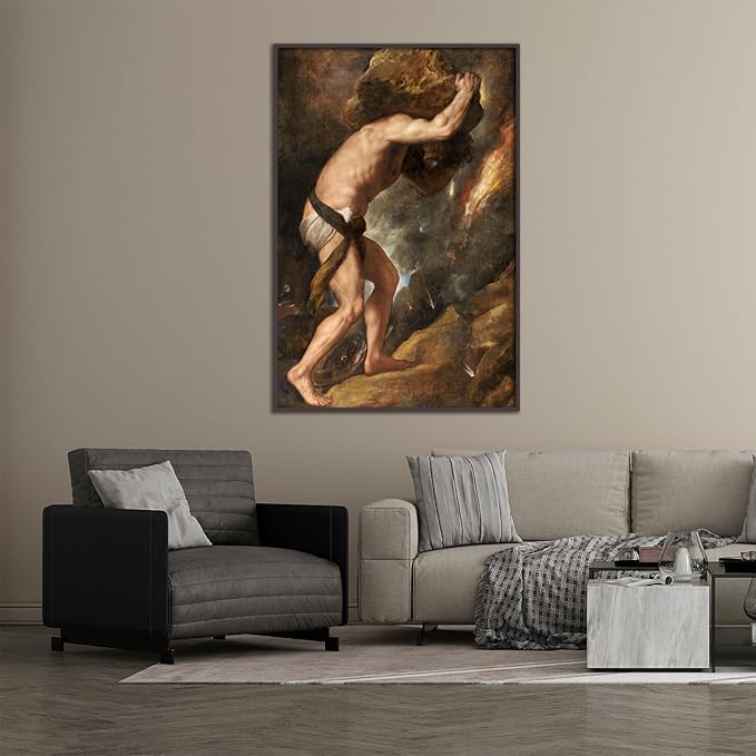 OKRA Tiziano Vecellio Canvas Wall Art Sisyphus Poster Ancient Greek Mythology Art Master Painting Print Modern Home Decor Suitable for Bedroom Living Room Office Wall Decor Unframed(12x18in/30x45cm)