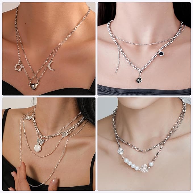 Ecoofor Necklace Chains for Jewelry Making, 62.3 Feet 8 Rolls 304 Stainless Steel Jewelry Chains for DIY Necklace Bracelet Jewelry Making with Stainless Steel Jump Rings/Lobster Clasps/Connectors