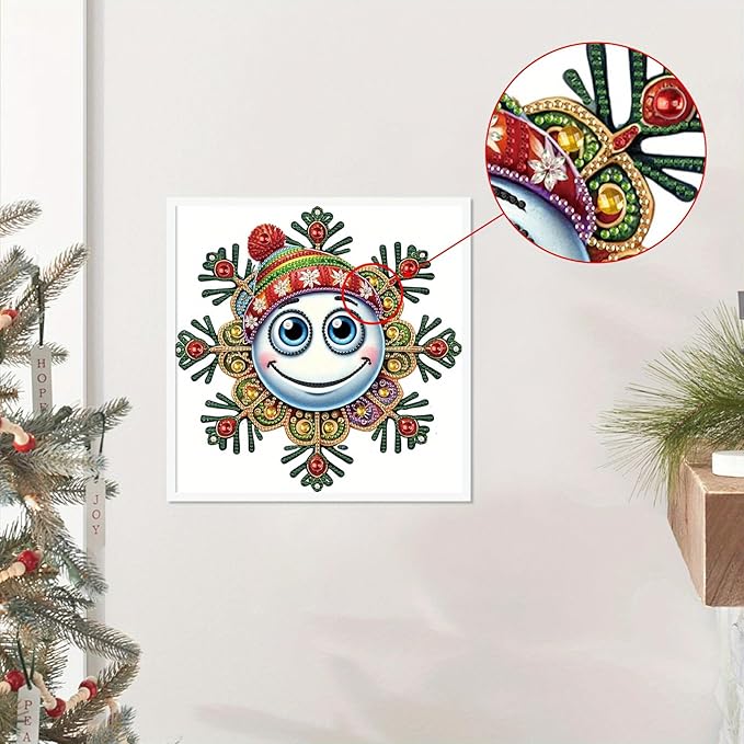 Tontut Diamond Painting Kit for Adult Beginners, Smiling Snow Globe 5D Special Diamond DIY Crystal Rhinestone Crafts for Christmas Home Wall Decoration