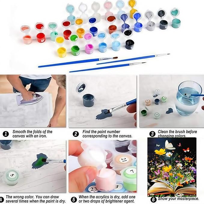 CSZPPQAF Flowers Paint by Numbers Kit for Adults Beginner, Book Paint by Number Kits on Canvas, DIY Easy Acrylic Watercolor Oil Painting by Numbers for Home Wall Decor 16X20inch