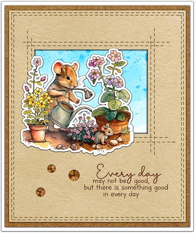 Flower Mouse Animal Stamps and Cutting Dies for Card Making DIY Transparent Silicone Clear Stamp and Metal Die Cuts Sets for Scrapbooking Paper Greeting Cards Decor Seals Craft Supplies