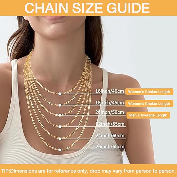 16.4Ft Paperclip Chains Rolls, Charm Necklace Chain 3.2mm Width，18K Gold Necklace Chain for Jewelry Making，Plated Charm Bracelet Making kit with 10 Lobster Clasps and 60 Jump Rings