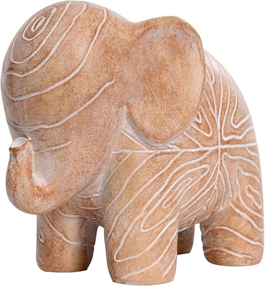 Kakizzy Elephant Statue, African Animal Decor, Wooden Elephant Gift for Women, Boho Decor for Living Room, Shelf, Office（1Pack, Small ）