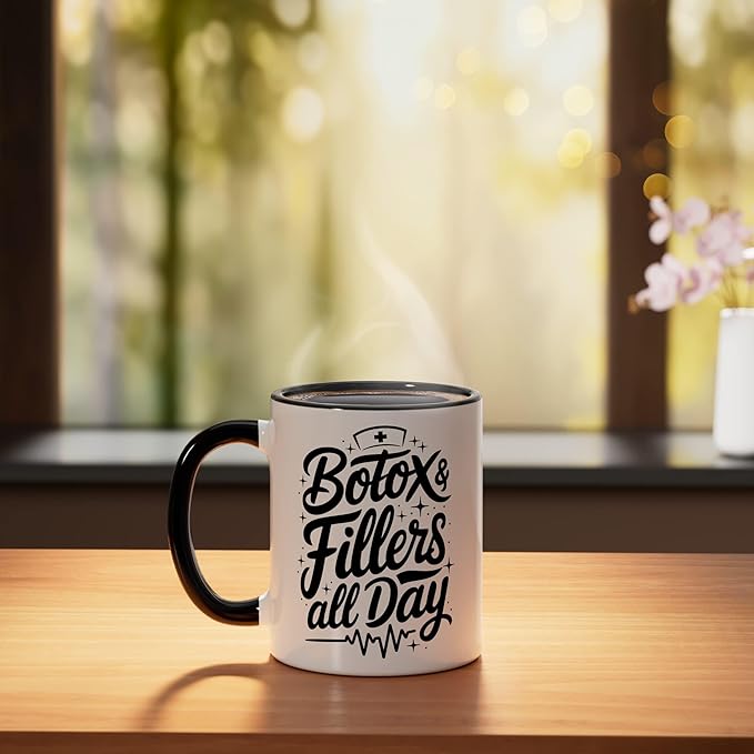 Botox Nurse Injector Design for Aesthetic Cosmetic Nursing Ceramic Mug, Black/White