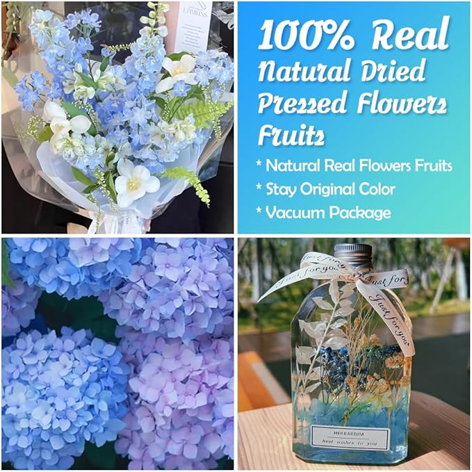 130Pcs Colorful Harmony Dried Pressed Flowers for Resin, Real Pressed Flowers Dry Leaves Bulk Natural Herbs Kit for Scrapbooking DIY Art Crafts, Epoxy Jewelry, Candle, Soap Making, Nails Decor