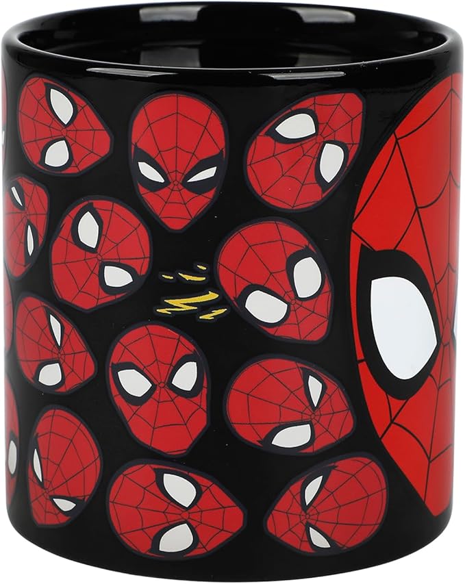 Spider-Man Mask 16 Oz Heat-Reactive Black Ceramic Mug