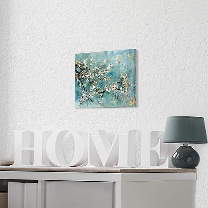 ARTISTIC PATH Abstract Art Painting Flower Picture: Dogwood Bloom Graphic Art on Canvas Wall Art for Bedroom (16" W x 11" H,Multi-Sized)