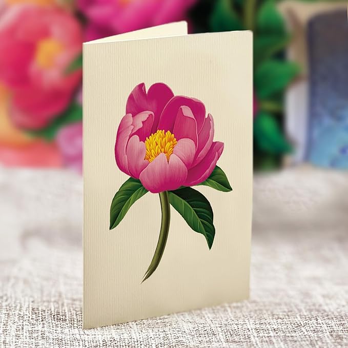 Freshcut Paper Pop Up Cards, Grande Peony Paradise, 18 Inch Life Sized Forever Flower Bouquet 3D Popup Greeting Card, Birthday Cards, Thank You Card, Blank Notecard & Envelope