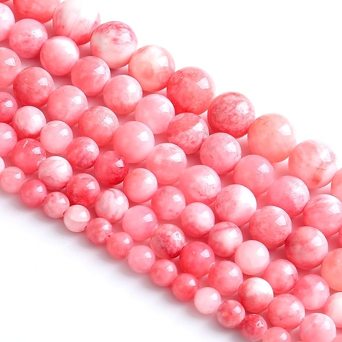 90PCS 8MM Pink Persian Jade Spacer Loose Beads for Jewelry Making DIY Bracelet Necklace 2 Strands