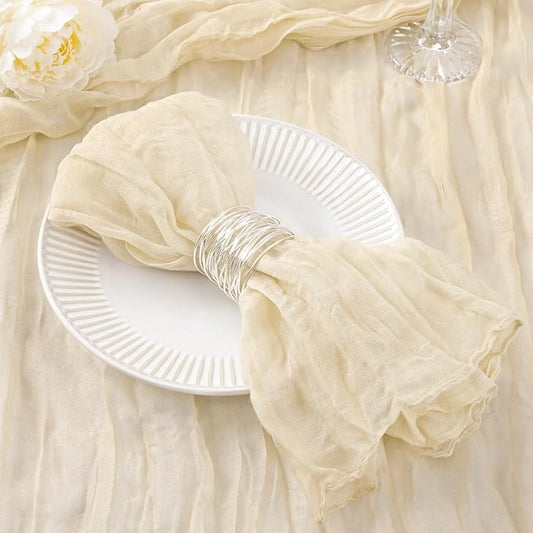 20 Pack Beige Cheesecloth Napkins Spring Cloth Napkins Set of 20 Cream Dinner Napkins Bulk 21x21 Inches for Wedding Bridal Shower Baby Shower Valentine's Day