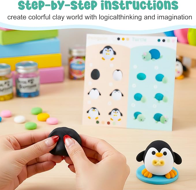 Air Dry Clay Kits for Kids-Modeling Magic Clay,16 Animals DIY Molding Clay Art Crafts Set,Ultra Light & Soft, Safe & Non-Stick with Sculpting Tools & Tutorials, Unique Gifts for Boys & Girls (Animal)