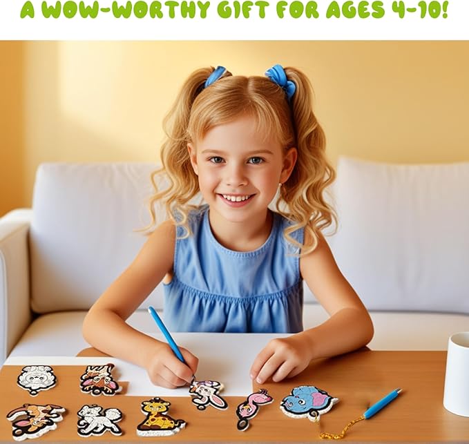 Ngbbby Foam Texture Painting Kit, Animal Texture Foam Paint Kit for Kids and Adults, Including 15PCS Paper, 12 Colors Acrylic Markers, 2 Water Brushes