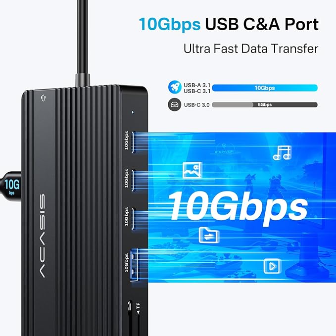USB C Docking Station Dual HDMI Monitor, Laptop Docking Station 3 Monitors, 2 * 4K HDMI+1080p VGA+100W PD+Ethernet+3 USBC 10Gbps+SD/TF+Audio Adapter, USB C Hub for Dell/Lenovo/HP/ThinkPad(Black)