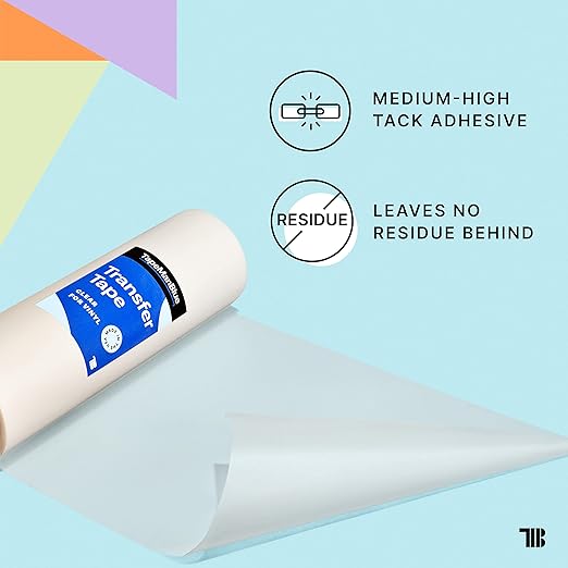 TapeManBlue Clear Transfer Tape for Vinyl - 6 inch Roll, Made in USA, Vinyl Transfer Tape with Medium to High Tack Adhesive for Crafts, Decals & Stickers (6 inch x 100 feet)