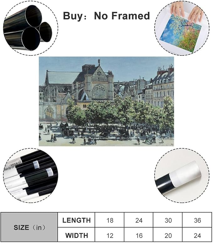 CFIOZYOS 40+ Monet Famous Print Posters St. Germain L'Auxerrois by Claude Monet Impressionism Canvas Poster Wall Art Print Bedroom Decor Office Room Kitchen Decor Gift Unframe 12×18inch(30×45cm)