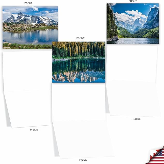 The Best Card Company - 20 Landscape Nature Note Cards Blank (4 x 5.12 Inch) (10 Designs, 2 Each) - Reflections AM1728OCB-B2x10
