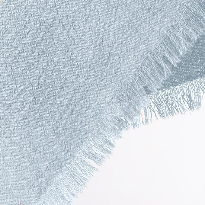 6 Pack Gray- Blue Cotton Linen Napkins with Fringe Spring Cloth Napkins Set of 6 Boho Handmade Dinner Napkins Bulk for Wedding Bridal Baby Shower Valentine's Day, 17 x 17 Inches