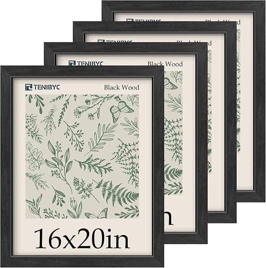 Picture Frame 4 Pack - Solid Wood Poster Photo Frame - Woodgrain Series - Room, Office, Gallery, Studio Display - Wall Hanging