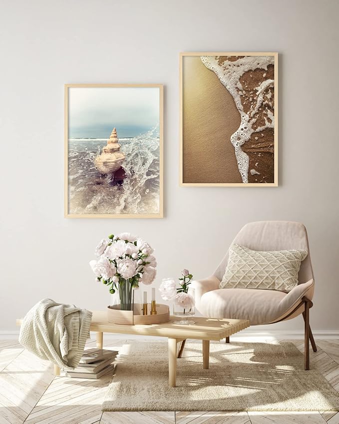 Yaetm 18x24 Poster Frame Set of 4, Natural Solid Oak Wood Frame 18x24 for Photos, Posters & Art Prints, Wall Gallery for Horizontal and Vertical Wall Mount (4 pack, Oak)