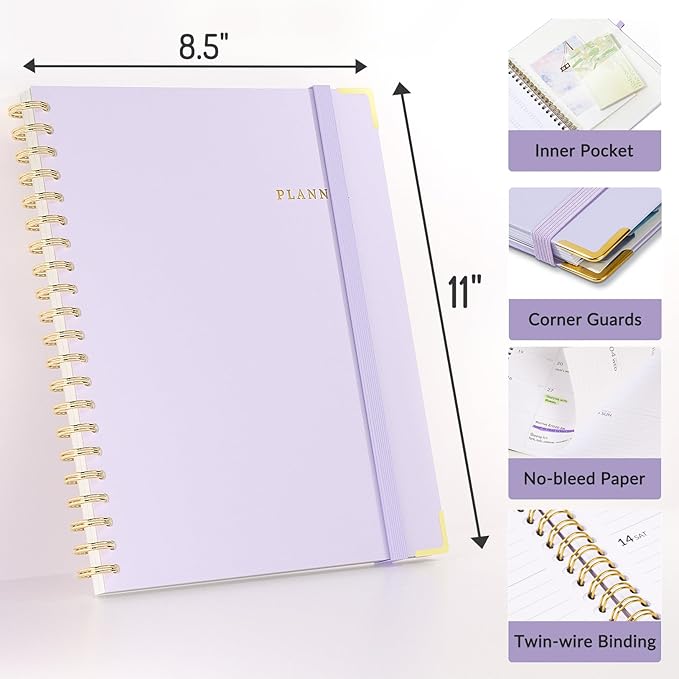 2026 Planner, Forvencer Calendar Planner Weekly and Monthly, Jan 2026-Dec 2026, 8.5" X 11", Hardcover Agenda Book, Daily Journal Organizer with Inner Pocket, Notebook Office School, A4, Tender Yellow
