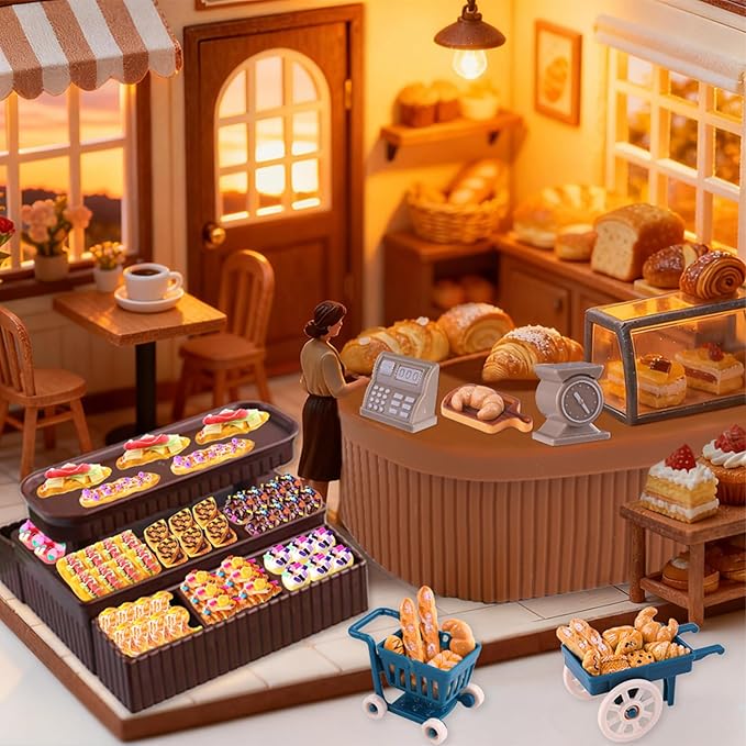 Cute Clay Craft for Girls Teens Adults ，Air Dry Clay Kit DIY Mini Food Bread Set for Dollhouse Play Food Toys Pretend Kitchen Stores Accessories Birthday Valentine Gifts Party Favors