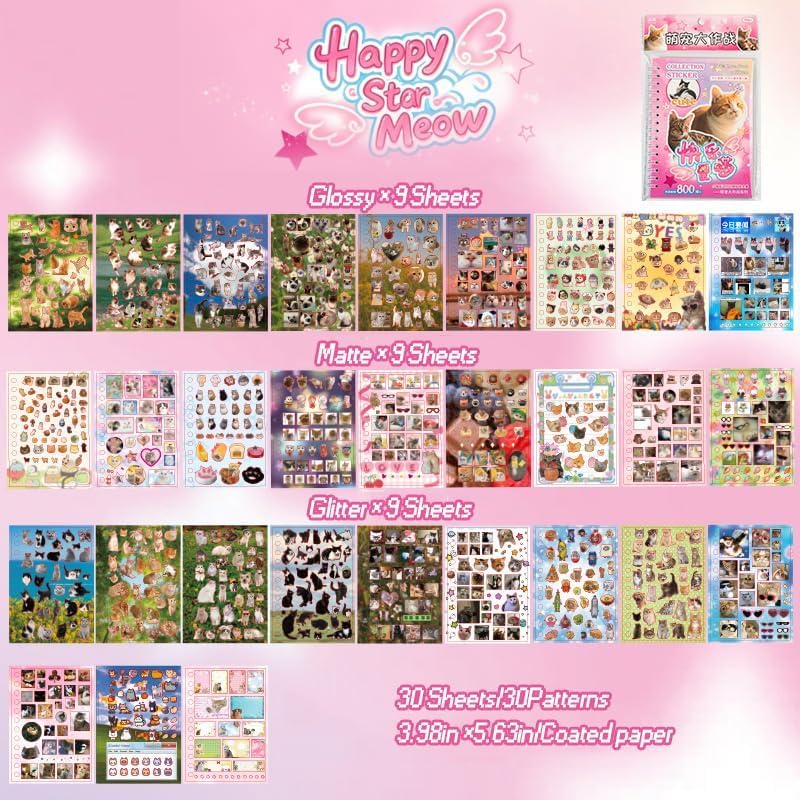 Japanese Sticker Book for Journaling Supplies,Cats Stickers for Planner - Image 2