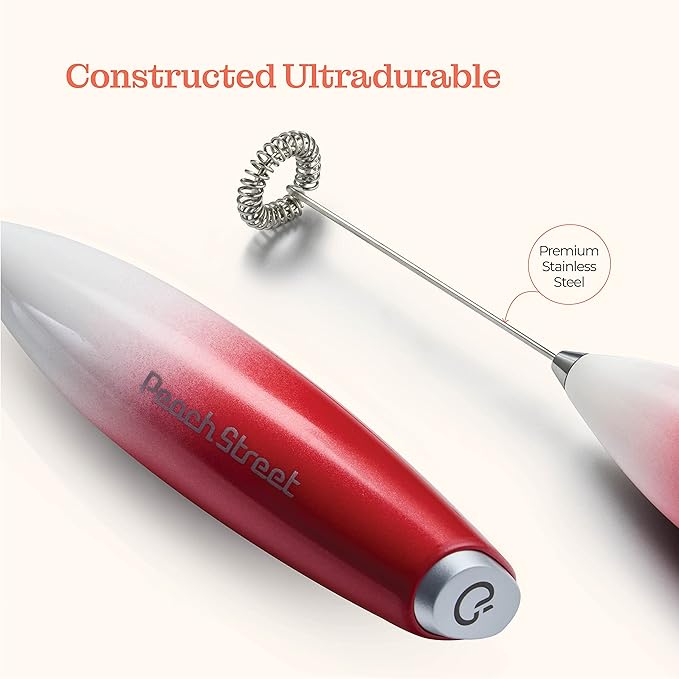 Powerful Handheld Milk Frother, Mini Milk Foamer, Battery Operated (Not included) Stainless Steel Drink Mixer for Coffee, Lattes, Cappuccino, Frappe, Matcha, Hot Chocolate.