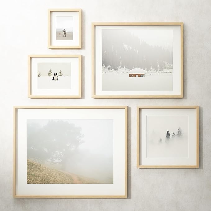18x24 Poster Frame, USA-Sourced Natural Maple Wood Picture Collage Frame with HD Tempered Glass, Modern Simple 18 x 24 Wooden Photo Frame Matted to 16x20, Vertical & Horizontal Wall Hanging Display