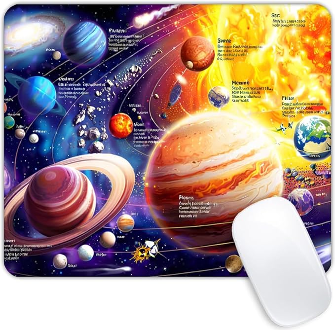 Square Mouse Pad Solar System Space,Gaming Mouse Pads for Desk,Soft Computer Waterproof Non-Slip Mouse Mat