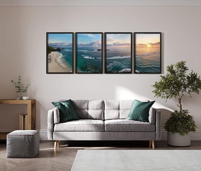 Yaetm 16x24 Poster Frame Black Set of 4, Solid Wood Frame 16 x 24 inches for Pictures, Posters & Art Prints, Wall Gallery for Horizontal and Vertical Wall Mount (4 pack, Anthracite Black)