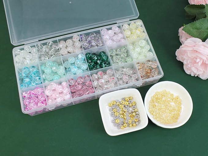 Pamir Tong 10mm Colored Glass Beads for Jewelry Making-700pcs Round Smooth Beads Spacer Bracelet Loose Beads Accessories for Making Earring, Necklaces, DIY Crafts & Gifts #366