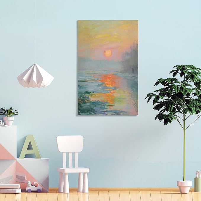 Vintage Canvas Wall Art Monet Impressionist Oil Painting Print Sunrise Living Room Decor_upscayl_4x_realesrgan-x4plus Art Poster Canvas Painting Decor Wall Print Photo Gifts Home Modern Decorative Pos