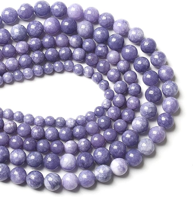 4MM 86PCS Lavender Purple Chalcedony Stone Loose Beads for Jewelry Making DIY Bracelet Necklace