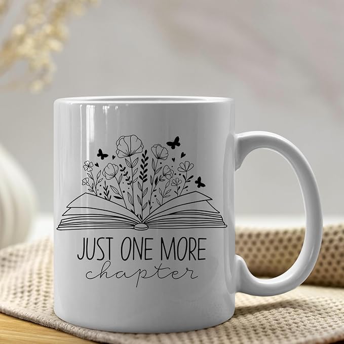 IWXYI Cool Gifts For Writers,Book Mugs For Women,Book Lovers Coffee Mug - Just One More Chapter, Book Lovers Gift Ideas, 11oz Reading Teacher Coffee Mug Ceramic Gifts