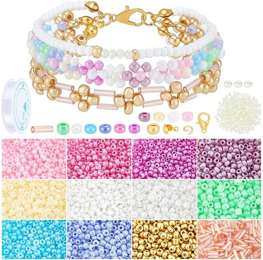 PH PandaHall 4259pcs Jewelry Making Bead Kit, Charm Bracelet Kit Bead Bracelet Kits Bracelet Making Kits Beads for DIY Earrings Friendship Bracelets Necklaces Jewelry Crafts