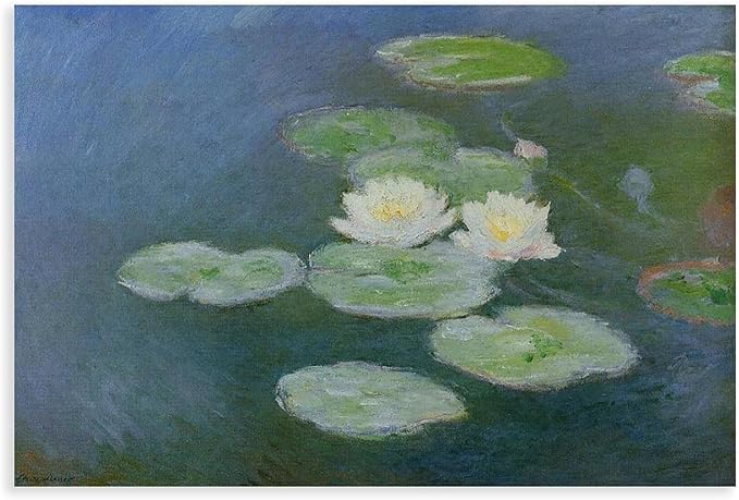 40+ Monet Famous Print Posters Water Lilies, Evening Effect by Claude Monet Impressionism Canvas Posters Print Wall Art Bedroom Office Room Decor Gift Unframe 20×30inch(50×75cm)