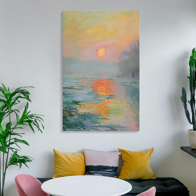 Vintage Canvas Wall Art Monet Impressionist Oil Painting Print Sunrise Living Room Decor_upscayl_4x_realesrgan-x4plus Picture Print Canvas Poster Wall Paint Art Posters Decor Modern Home Artworks Gift