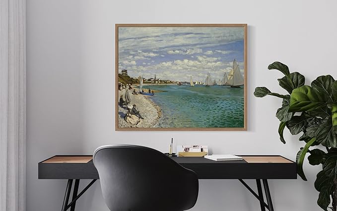 Regatta at Sainte Claude Monet Wall Art Print Poster, Impressionist Painting Wall Art Wall Decor, for Bedroom and Living room Bathroom Decor 115 (Regatta at Sainte, 11 x 14 inches, Wood Frame)
