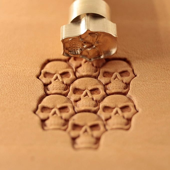 DandS ltd Leather Stamp Tool, Skull, Professional Steel Craft Tool for Leatherworking, Embossing, Carving & Stamping Leather Projects, Belts Wallets & DIY Projects Compatible with Mallet #375