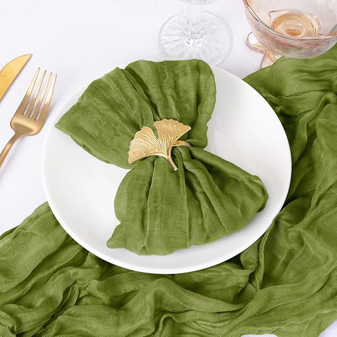 20 Pack Olive Green Cheesecloth Napkins Spring Cloth Napkins Set of 20 Olive Dinner Napkins Bulk 21x21 Inches for Wedding Bridal Shower Baby Shower Valentine's Day
